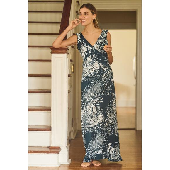 Anthropologie Plunge V-Neck Ruffle A-Line Dress - New Medium - Picture 1 of 6